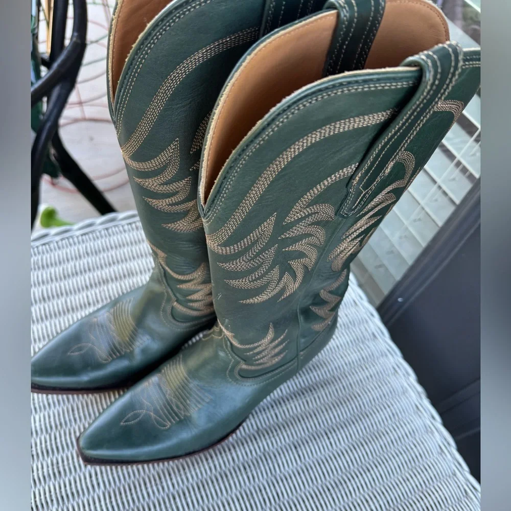 Tecovas Green Leather Boots, size 9, EUC - Picture 2 of 8
